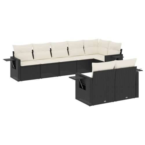 Vrtna garnitura - 8-dijelni set vrtnih sofa od poliratana s jastucima crni - Crna i krem Sa stolom 1 Cijena