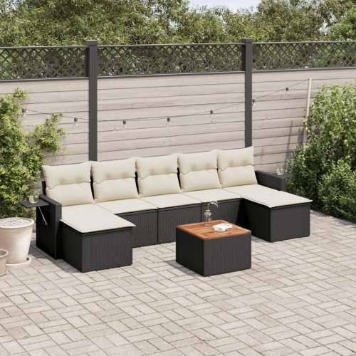 Vrtna garnitura - 8-dijelni set vrtnih sofa od poliratana s jastucima crni - Crna i krem 1 Cijena