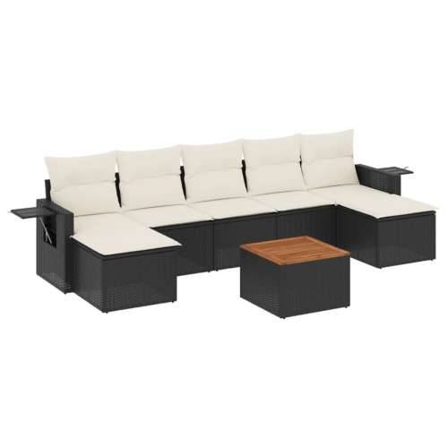 Vrtna garnitura - 8-dijelni set vrtnih sofa od poliratana s jastucima crni - Crna i krem 1 Cijena