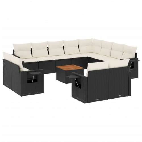 Vrtna garnitura - 13-dijelni set vrtnih sofa s jastucima poliratan crni - Crna i krem 1 Cijena