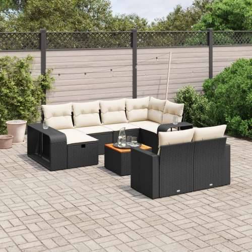 Vrtna garnitura - 11-dijelni set vrtnih sofa od poliratana s jastucima crni - Crna i krem bijela 1 Cijena
