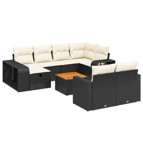 Vrtna garnitura - 11-dijelni set vrtnih sofa od poliratana s jastucima crni - Crna i krem bijela 1 Cijena