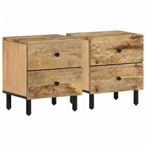 Noćni ormarići 2 kom 40 x 33 x 46 cm od masivnog drva manga - Prirodna 2 masivno drvo manga Cijena