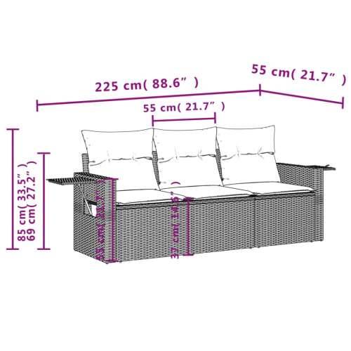 Vrtna garnitura - 3-dijelni set vrtnih sofa od poliratana s jastucima bež - bež i krem Bez stola 1 Cijena