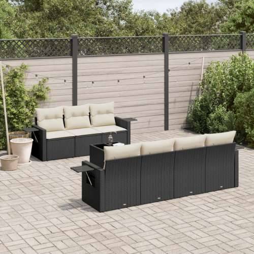 Vrtna garnitura - 8-dijelni set vrtnih sofa od poliratana s jastucima crni - Crna i krem 1 Cijena