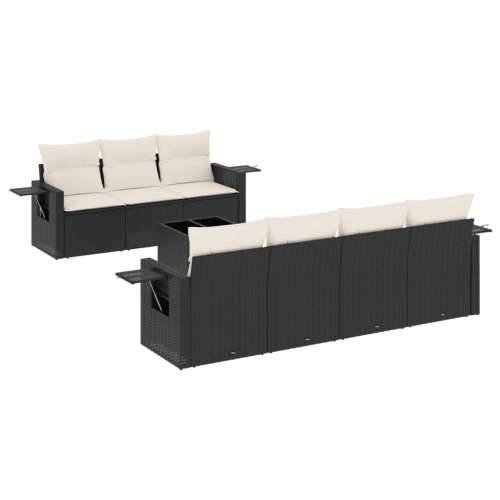Vrtna garnitura - 8-dijelni set vrtnih sofa od poliratana s jastucima crni - Crna i krem 1 Cijena
