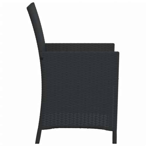 3-dijelni bistro set s jastucima crni od poliratana - Crna i krem Stakl 1 Cijena
