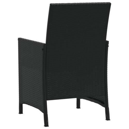 3-dijelni bistro set s jastucima crni od poliratana - Crna i krem Stakl 1 Cijena