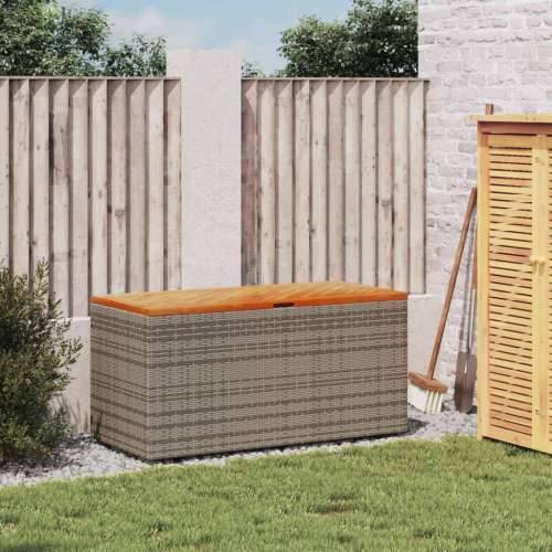 Vrtna kutija za pohranu siva 110x50x54 cm od poliratana i drva - Siva 110 x 50 x 54 cm Cijena