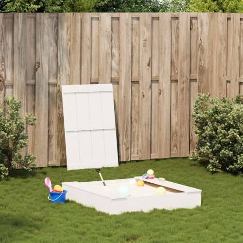 Pješčanik s poklopcem bijeli 111x111x19,5 cm masivna borovina - Bijela 1 Cijena
