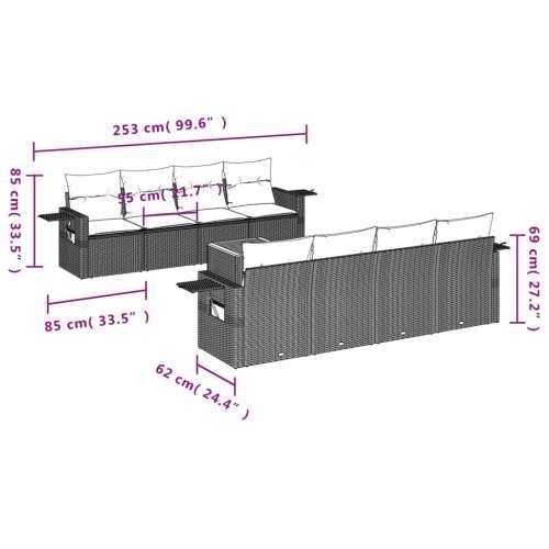 Vrtna garnitura - 9-dijelni set vrtnih sofa od poliratana s jastucima sivi - Siva 1 Cijena