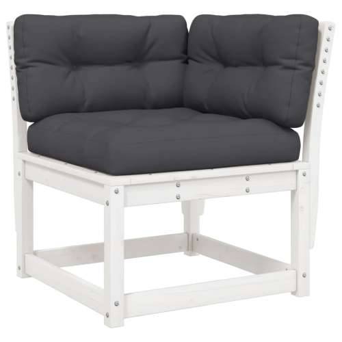 Kutna vrtna sofa s jastucima bijela 73 x 73 x 78 cm od borovine - Bijela s jastučićima 1 Cijena