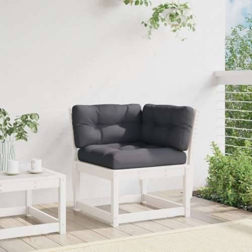 Kutna vrtna sofa s jastucima bijela 73 x 73 x 78 cm od borovine - Bijela s jastučićima 1 Cijena
