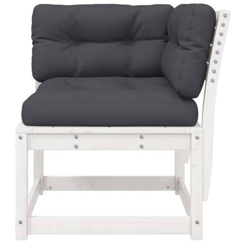 Kutna vrtna sofa s jastucima bijela 73 x 73 x 78 cm od borovine - Bijela s jastučićima 1 Cijena