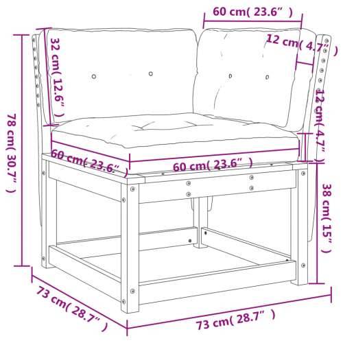 Kutna vrtna sofa s jastucima 73x73x78 cm od masivne duglazije - Prirodni douglas s jastučićima 1 Cijena