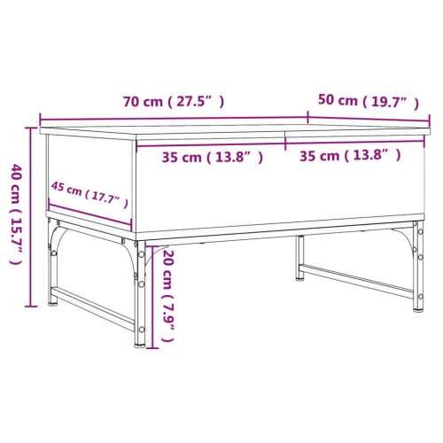 Stolić za kavu crni 70 x 50 x 40 cm konstruirano drvo i metal - Crna 1 70 cm Cijena