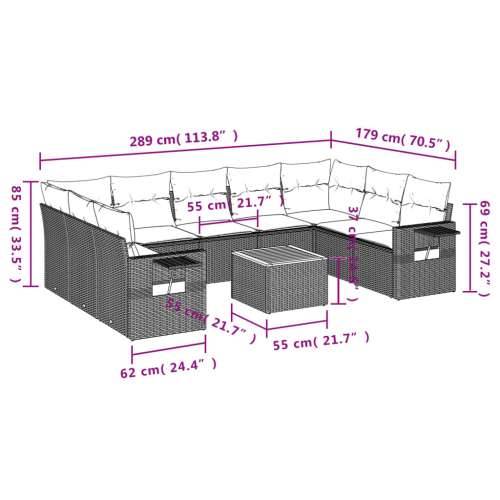 Vrtna garnitura - 10-dijelni set vrtnih sofa s jastucima bež od poliratana - bež i siva 1 2x corner + table + 5x middle Cijena