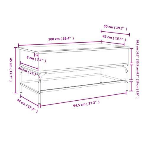 Stolić za kavu smeđa boja hrasta 100x50x45 cm od drva i metala - Smeđi hrast 100 x 50 x 45 cm 1 Cijena