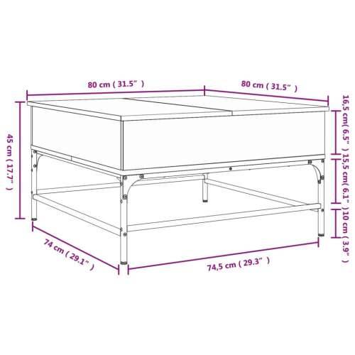 Stolić za kavu boja hrasta sonome 80x80x45 cm od drva i metala - sonoma hrast 80 x 80 x 45 cm 1 Cijena