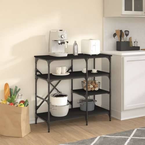 Pekarski stalak crni 90 x 40 x 84 cm konstruirano drvo i metal - Crna 1 Cijena
