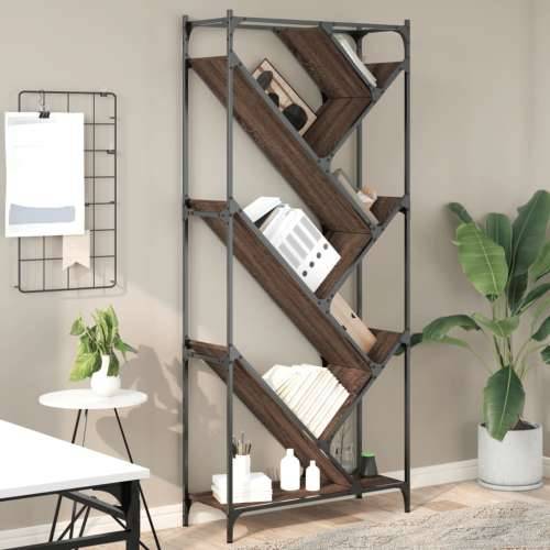 Regal za knjige smeđa boja hrasta 79x30x180 cm od drva i metala - Smeđi hrast 1 Cijena