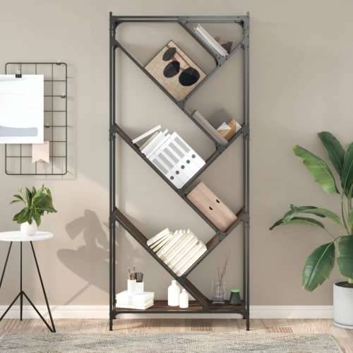 Regal za knjige smeđa boja hrasta 79x30x180 cm od drva i metala - Smeđi hrast 1 Cijena