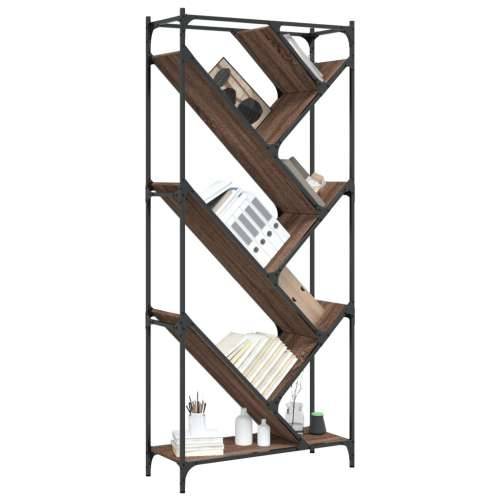 Regal za knjige smeđa boja hrasta 79x30x180 cm od drva i metala - Smeđi hrast 1 Cijena