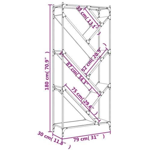 Regal za knjige smeđa boja hrasta 79x30x180 cm od drva i metala - Smeđi hrast 1 Cijena