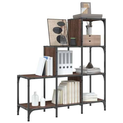 Regal za knjige smeđa boja hrasta 92x30x102 cm od drva i metala - Smeđi hrast 1 102 cm 92 cm Cijena