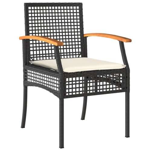 Vrtna garnitura - 5-dijelni vrtni blagovaonski set s jastucima od poliratana crni - Dužina stola 80 cm Stolica 4 Cijena