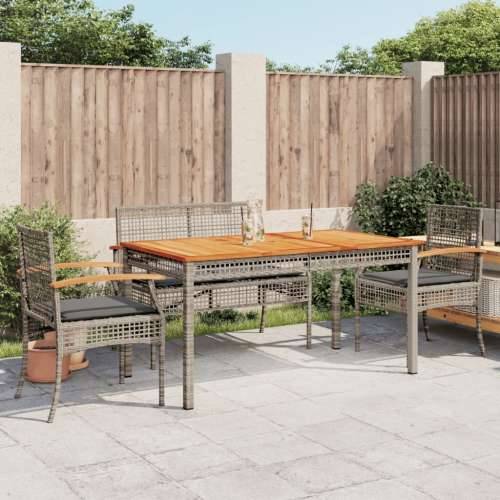 Vrtna garnitura - 5-dijelni vrtni blagovaonski set sivi od poliratana - Dužina stola 140 cm bench + chair 6 Cijena