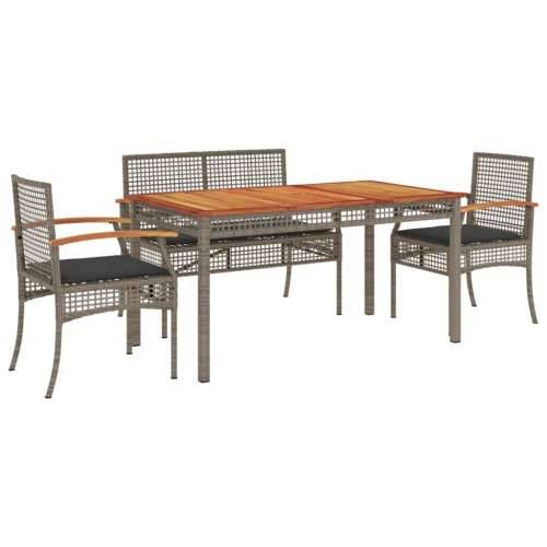 Vrtna garnitura - 5-dijelni vrtni blagovaonski set sivi od poliratana - Dužina stola 140 cm bench + chair 6 Cijena