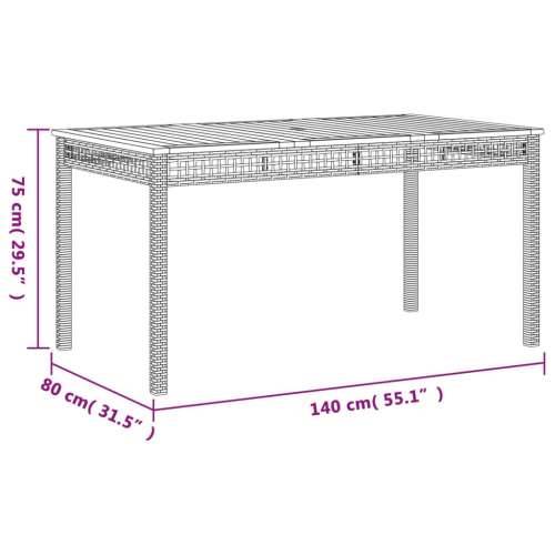 Vrtna garnitura - 5-dijelni vrtni blagovaonski set sivi od poliratana - Dužina stola 140 cm bench + chair 6 Cijena