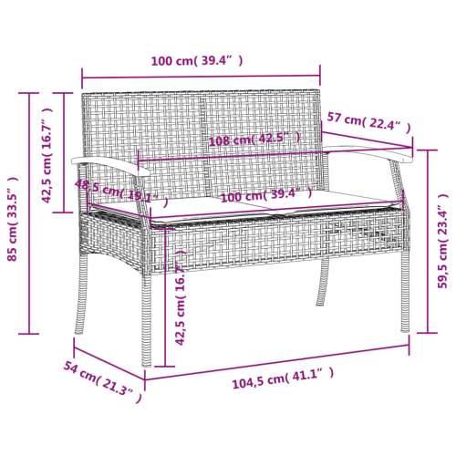 Vrtna garnitura - 5-dijelni vrtni blagovaonski set sivi od poliratana - Dužina stola 140 cm bench + chair 6 Cijena
