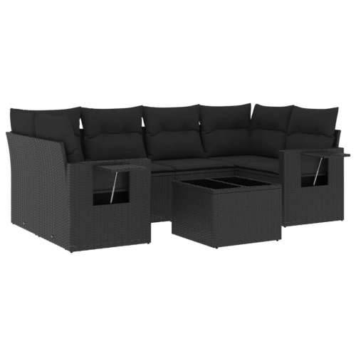 Vrtna garnitura - 7-dijelni set vrtnih sofa od poliratana s jastucima crni - Crna 1 Cijena