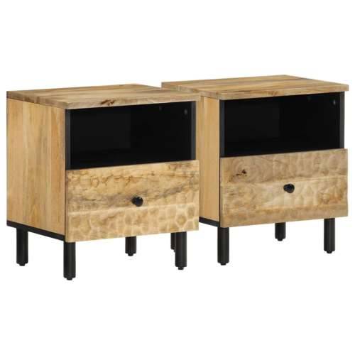 Noćni ormarići 2 kom 40 x 33 x 46 cm od masivnog drva manga - Prirodna 2 masivno drvo manga Cijena
