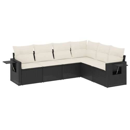 Vrtna garnitura - 6-dijelni set vrtnih sofa s jastucima crni od poliratana - Crna i krem Bez stola 1 Cijena