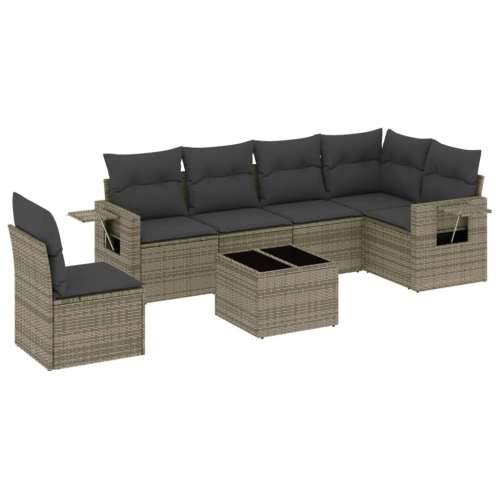 Vrtna garnitura - 7-dijelni set vrtnih sofa sivi od poliratana - Siva Sa stolom 1 Cijena