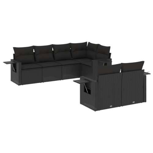Vrtna garnitura - 7-dijelni set vrtnih sofa od poliratana s jastucima crni - Crna 1 Cijena