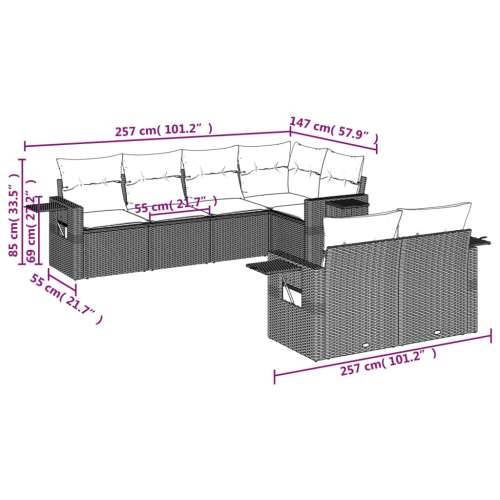 Vrtna garnitura - 7-dijelni set vrtnih sofa od poliratana s jastucima crni - Crna 1 Cijena