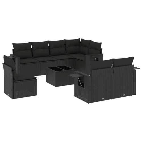 Vrtna garnitura - 9-dijelni set vrtnih sofa s jastucima crni od poliratana - Crna Bez stola 1 Cijena