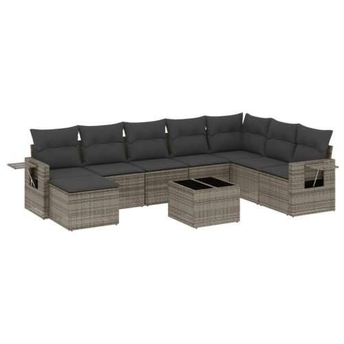 Vrtna garnitura - 9-dijelni set vrtnih sofa od poliratana s jastucima sivi - Siva Bez stola 1 Cijena