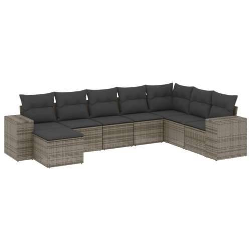 Vrtna garnitura - 8-dijelni set vrtnih sofa od poliratana s jastucima sivi - Siva Sa stolom 1 Cijena
