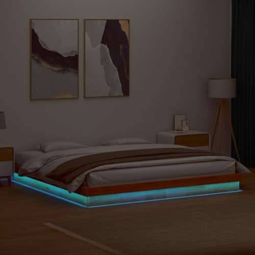 LED okvir kreveta voštano smeđi 200x200 cm od masivne borovine - Voštano smeđa 200 x 200 cm Cijena