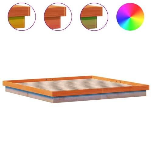 LED okvir kreveta voštano smeđi 200x200 cm od masivne borovine - Voštano smeđa 200 x 200 cm Cijena
