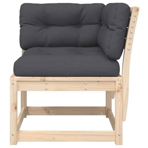 Kutna vrtna sofa s jastucima 73x73x78 cm od masivne borovine  - Prirodna boja bora s jastučićima 1 Cijena