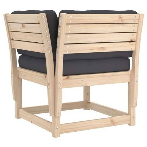 Kutna vrtna sofa s jastucima 73x73x78 cm od masivne borovine  - Prirodna boja bora s jastučićima 1 Cijena