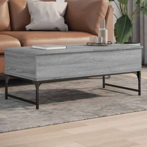Stolić za kavu siva boja hrasta 100x50x40 cm od drva i metala - Sivi hrast sonoma 1 100 cm Cijena