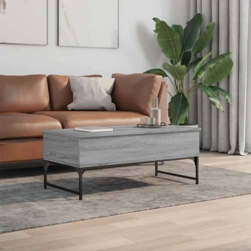 Stolić za kavu siva boja hrasta 100x50x40 cm od drva i metala - Sivi hrast sonoma 1 100 cm Cijena