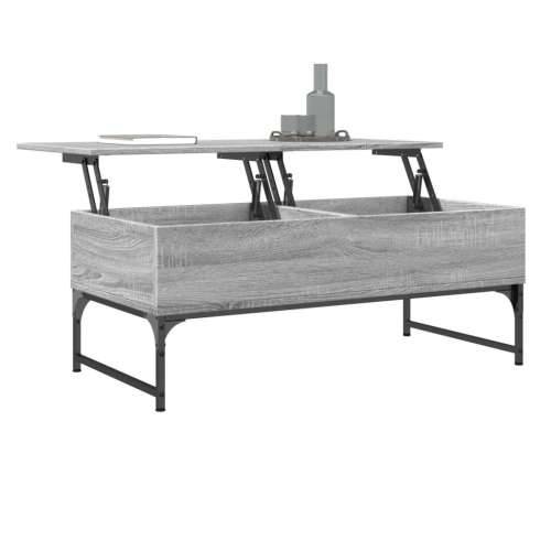Stolić za kavu siva boja hrasta 100x50x40 cm od drva i metala - Sivi hrast sonoma 1 100 cm Cijena